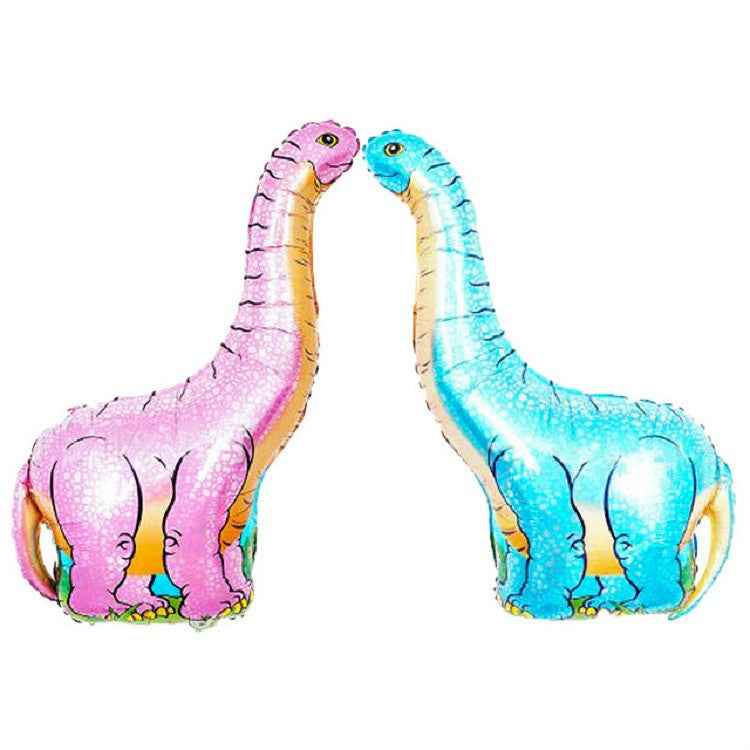 2 PCS Dinosaur Modeling Aluminum Foil Balloon Children Birthday Decoration Party Supplies Toy, Large Red Tyrannosaurus, Large Yellow Tyrannosaurus, Large Green Tyrannosaurus, Large Pink Long-necked Dragon, Large Blue Long-necked Dragon                 ...