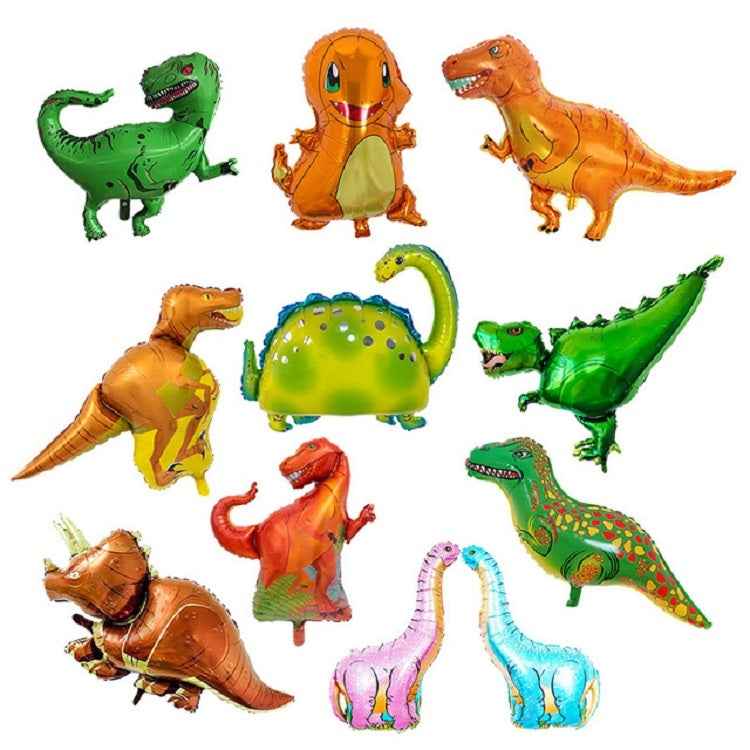 2 PCS Dinosaur Modeling Aluminum Foil Balloon Children Birthday Decoration Party Supplies Toy, Large Red Tyrannosaurus, Large Yellow Tyrannosaurus, Large Green Tyrannosaurus, Large Pink Long-necked Dragon, Large Blue Long-necked Dragon                 ...