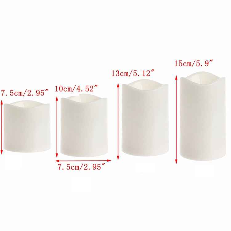 Cylindrical LED Electronic Candle Light Simulation Wedding Candlestick Candle, 15x7.5cm, 13x7.5cm, 10x7.5cm, 7.5x7.5cm, 7.5x7.5cm with remote control, 10x7.5cm with remote control, 13cm with remote control, 15x7.5cm with remote control