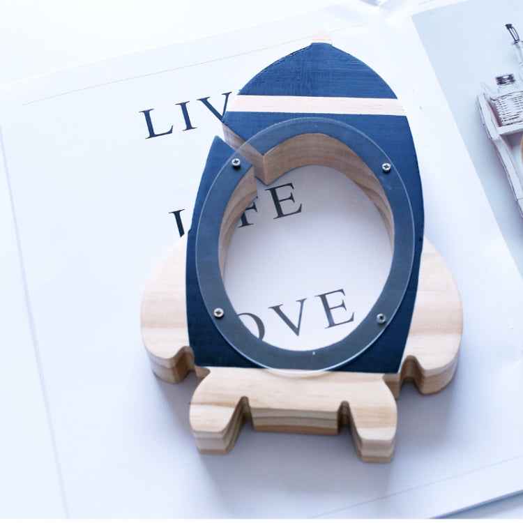 Nordic Wood Rocket Money Box Toys Living Room Decoration Piggy Bank