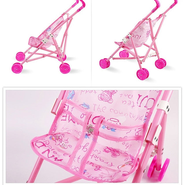 Mini Doll House Plastic Baby Stroller Set Children Educational Toys, Random Color Delivery