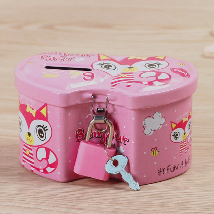 4 PCS Double Heart Cartoon Iron Creative Children Piggy Bank