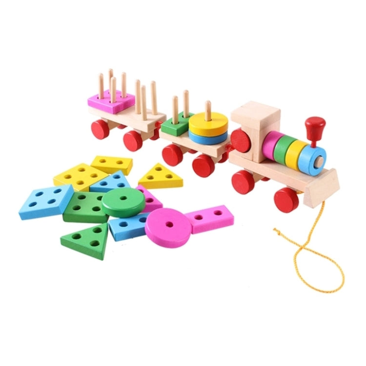 Wooden Train Shape Building Blocks Toy Baby Early Learning Training Toy