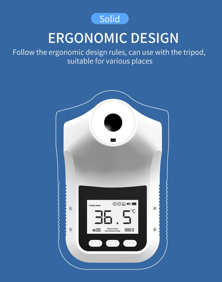 K3 Pro Handsfree Non-contact Forehead Body Light-sensitive Distance Sensor Infrared Thermometer, 2.8 inch LCD Display Screen