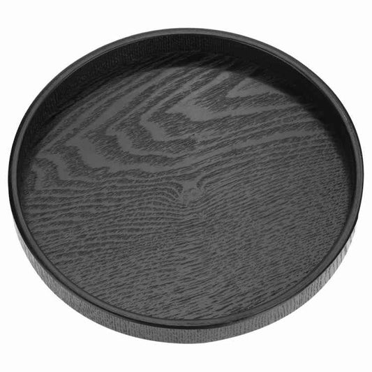 Creative Round Solid Wood Tea Tray Hotel Wooden Tay Storage Tray, Diameter: 30cm, Black, Diameter: 30cm