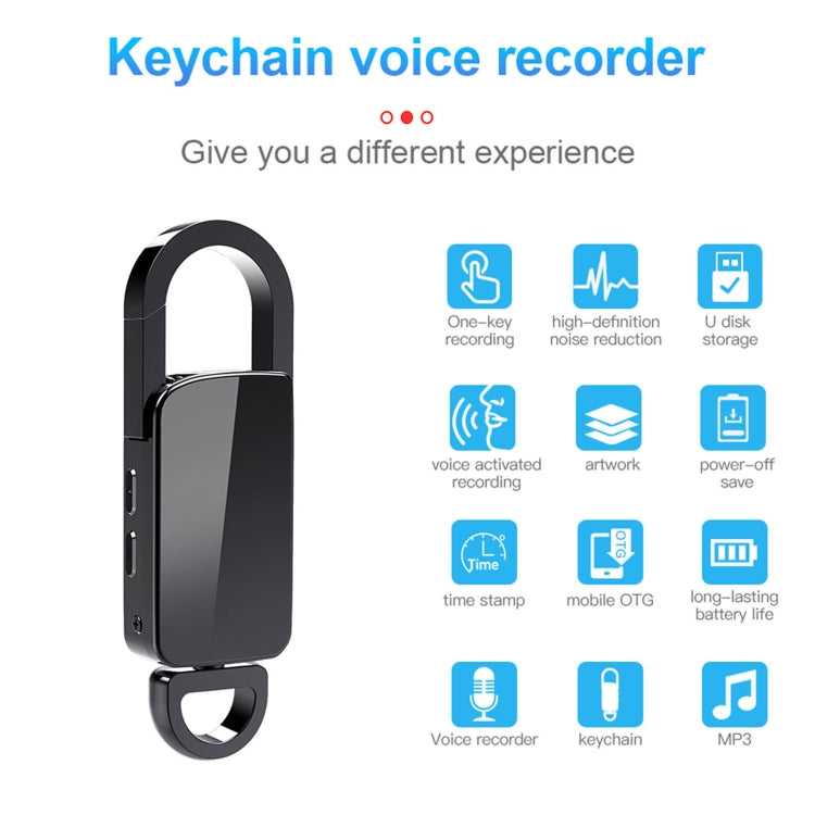 S20 64GB Keychain HD Noise Reduction Portable Recording Pen, 64GB