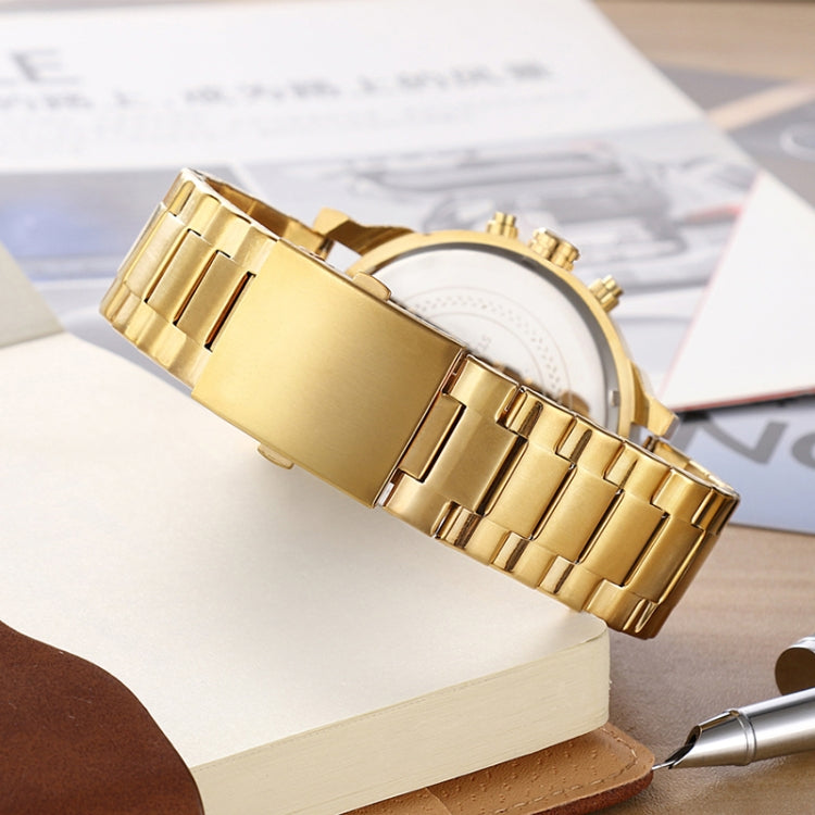 CAGARNY 6820 Fashion Life Waterproof Gold Surface Steel Band Quartz Watch