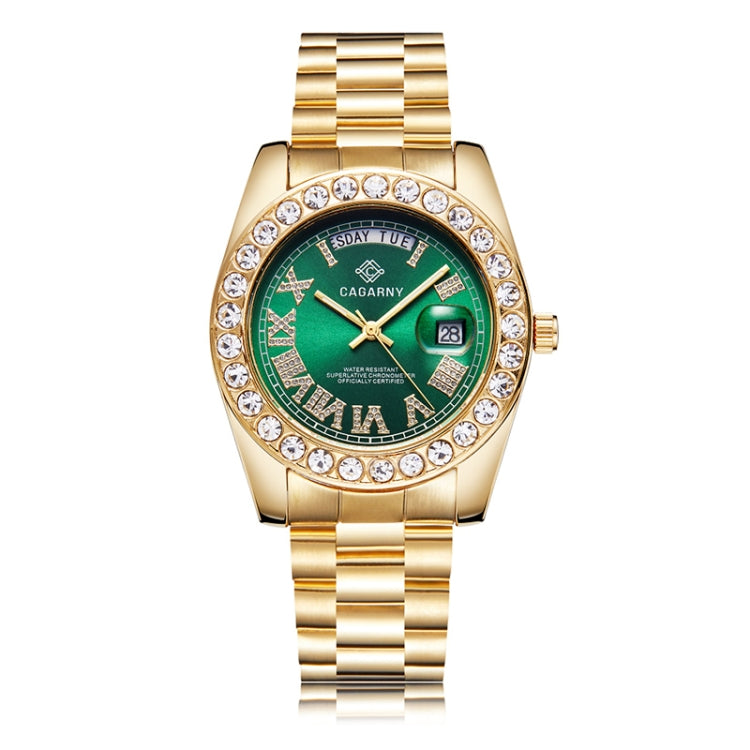 CAGARNY 6866 Fashion Life Waterproof Gold Steel Band Quartz Watch