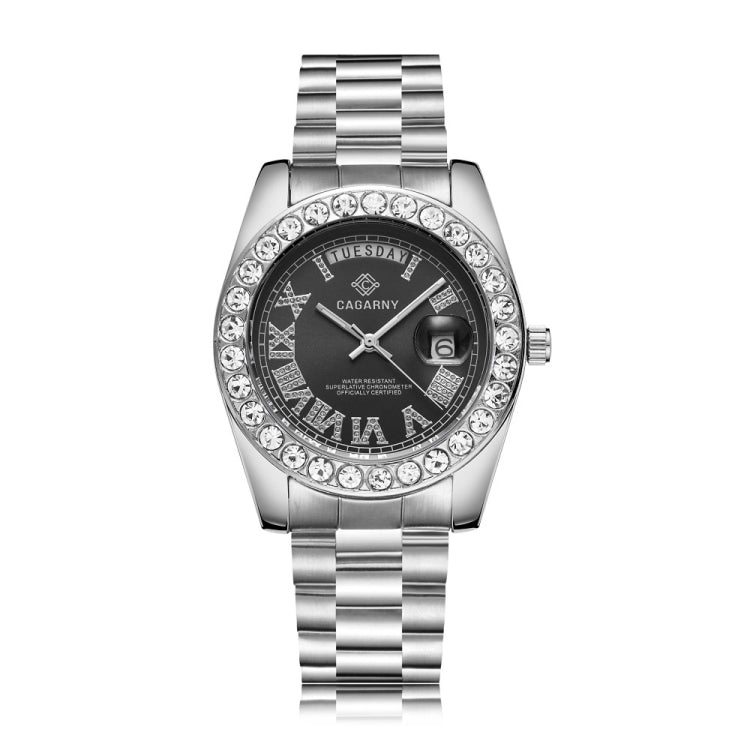 CAGARNY 6866 Fashion Life Waterproof Silver Steel Band Quartz Watch