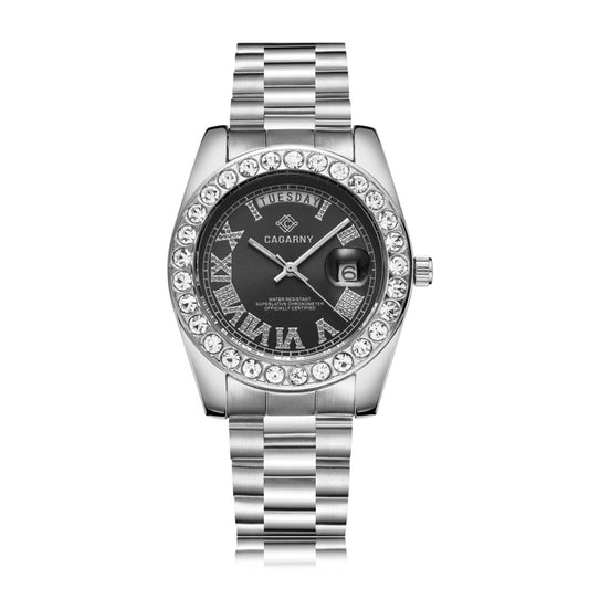 CAGARNY 6866 Fashion Life Waterproof Silver Steel Band Quartz Watch