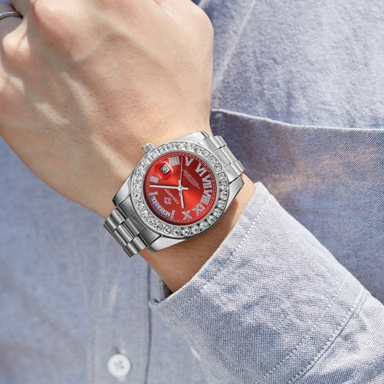 CAGARNY 6866 Fashion Life Waterproof Silver Steel Band Quartz Watch, Silver Steel Band