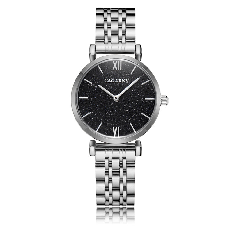 CAGARNY 6880 Fashion Life Waterproof Dragonfly White Background Gold Steel Band Quartz Watch