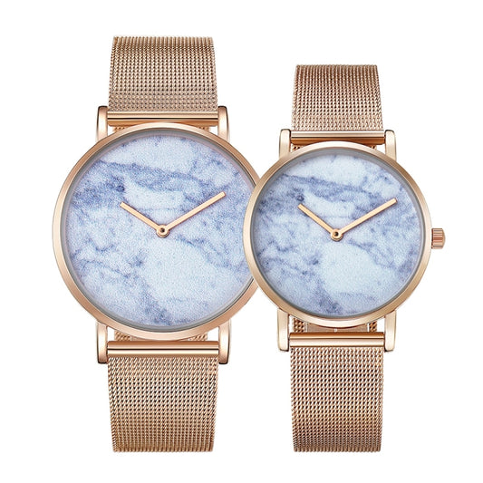 CAGARNY 6812 Round Dial Alloy Gold Case Fashion Couple Watch Men & Women Lover Quartz Watches with Stainless Steel Band, WA0721A, WA0721C, WA0721D