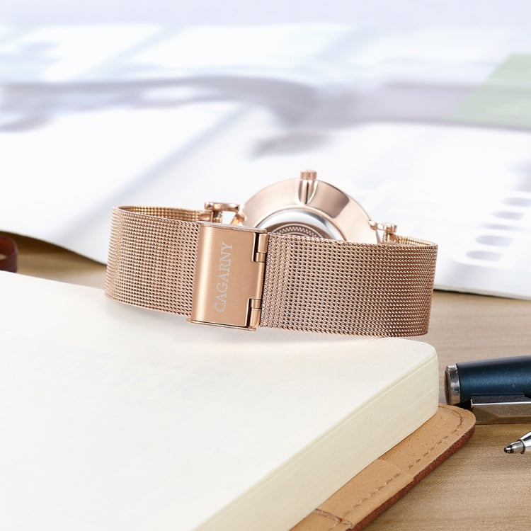 CAGARNY 6812 Round Dial Alloy Gold Case Fashion Women Watch Quartz Watches with Stainless Steel Band, WA0727A, WA0727C, WA0727D