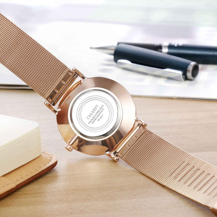 CAGARNY 6812 Round Dial Alloy Gold Case Fashion Women Watch Quartz Watches with Stainless Steel Band, WA0727A, WA0727C, WA0727D