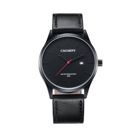 CAGARNY 6865 Fashion Dual Quartz Movement Wrist Watch with Genuine Leather Band