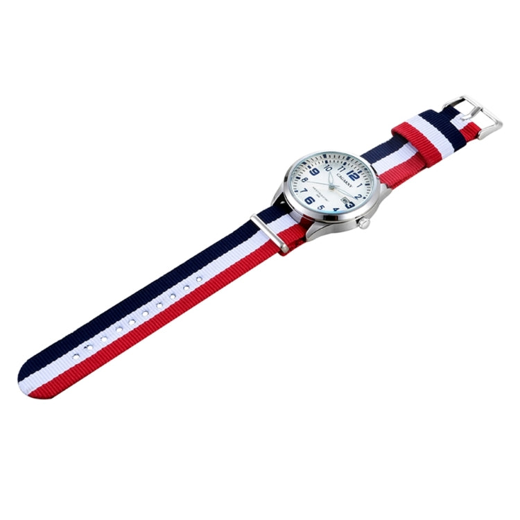 CAGARNY 6859 Concise Style Ultra Thin Waterproof Quartz Wrist Watch with Striped Nylon Band for Men