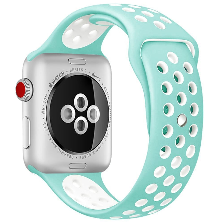 For Apple Watch Series 10 42mm / 9&8&7 41mm / SE 3&SE 2&6&SE&5&4 40mm / 3&2&1 38mm Fashionable Classical Silicone Sport Watch Band(Grey White), WA1230A, WA1230B, WA1230BG, WA1230BH, WA1230BL, WA1230BM, WA1230BR, WA1230BY, WA1230C, WA1230D, WA1230DW    ...