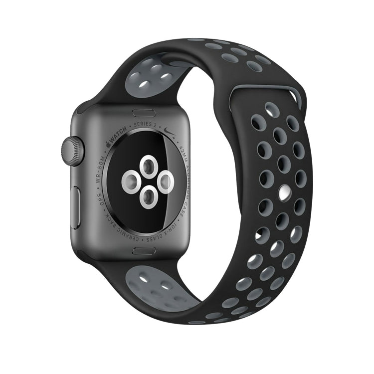 For Apple Watch Series 10 42mm / 9&8&7 41mm / SE 3&SE 2&6&SE&5&4 40mm / 3&2&1 38mm Fashionable Classical Silicone Sport Watch Band(Grey White), WA1230A, WA1230B, WA1230BG, WA1230BH, WA1230BL, WA1230BM, WA1230BR, WA1230BY, WA1230C, WA1230D, WA1230DW����...