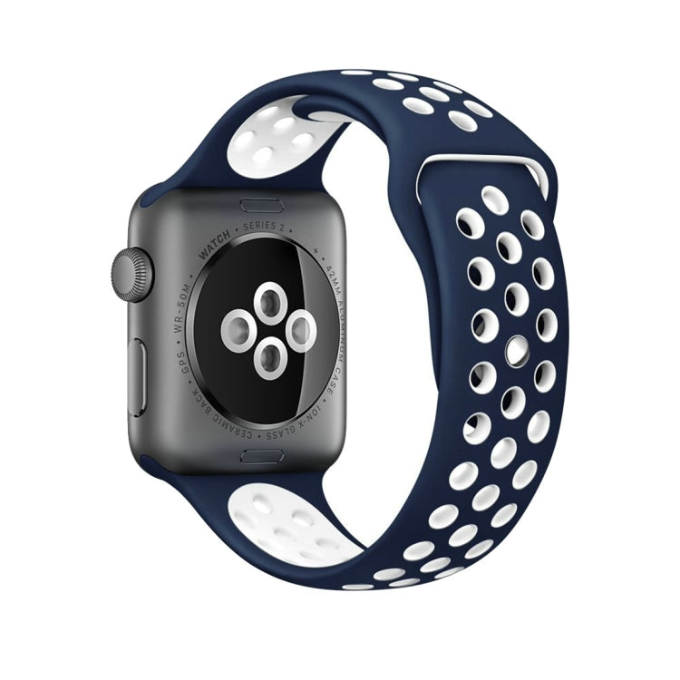 For Apple Watch Series 10 42mm / 9&8&7 41mm / SE 3&SE 2&6&SE&5&4 40mm / 3&2&1 38mm Fashionable Classical Silicone Sport Watch Band(Grey White), WA1230A, WA1230B, WA1230BG, WA1230BH, WA1230BL, WA1230BM, WA1230BR, WA1230BY, WA1230C, WA1230D, WA1230DW����...