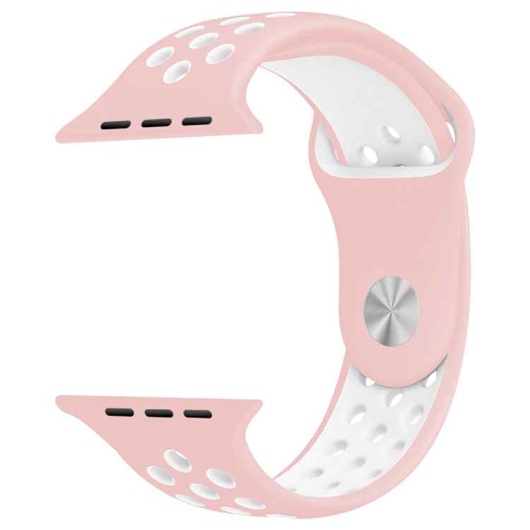 For Apple Watch Series 10 42mm / 9&8&7 41mm / SE 3&SE 2&6&SE&5&4 40mm / 3&2&1 38mm Fashionable Classical Silicone Sport Watch Band(Grey White)
