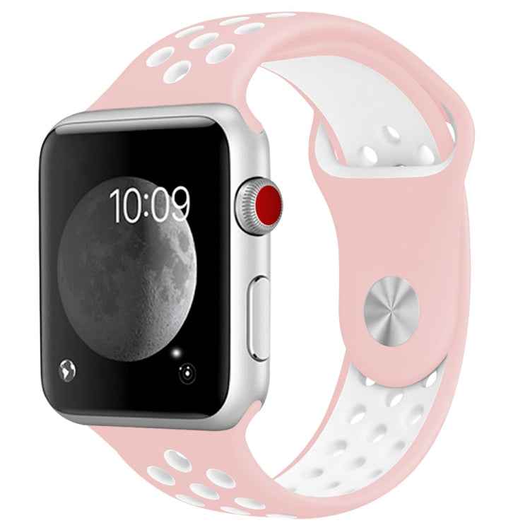 For Apple Watch Series 10 42mm / 9&8&7 41mm / SE 3&SE 2&6&SE&5&4 40mm / 3&2&1 38mm Fashionable Classical Silicone Sport Watch Band(Grey White)