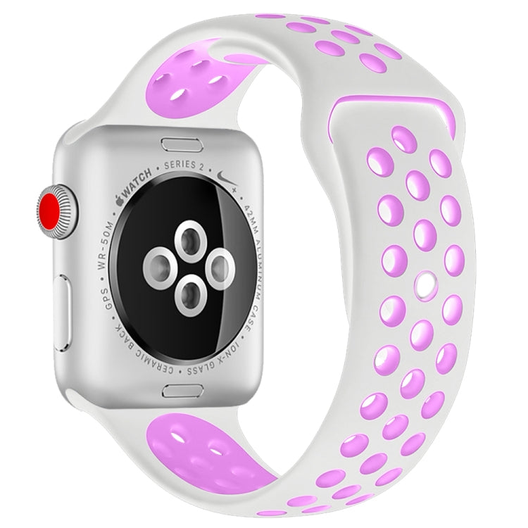 For Apple Watch Series 10 42mm / 9&8&7 41mm / SE 3&SE 2&6&SE&5&4 40mm / 3&2&1 38mm Fashionable Classical Silicone Sport Watch Band(Grey White), WA1230A, WA1230B, WA1230BG, WA1230BH, WA1230BL, WA1230BM, WA1230BR, WA1230BY, WA1230C, WA1230D, WA1230DW����...