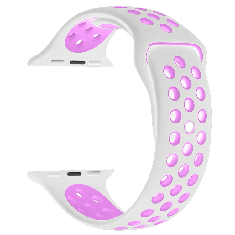 For Apple Watch Series 10 42mm / 9&8&7 41mm / SE 3&SE 2&6&SE&5&4 40mm / 3&2&1 38mm Fashionable Classical Silicone Sport Watch Band(Grey White), WA1230A, WA1230B, WA1230BG, WA1230BH, WA1230BL, WA1230BM, WA1230BR, WA1230BY, WA1230C, WA1230D, WA1230DW����...