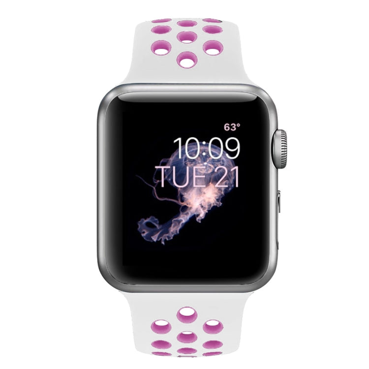 For Apple Watch Series 10 42mm / 9&8&7 41mm / SE 3&SE 2&6&SE&5&4 40mm / 3&2&1 38mm Fashionable Classical Silicone Sport Watch Band(Grey White), WA1230A, WA1230B, WA1230BG, WA1230BH, WA1230BL, WA1230BM, WA1230BR, WA1230BY, WA1230C, WA1230D, WA1230DW����...