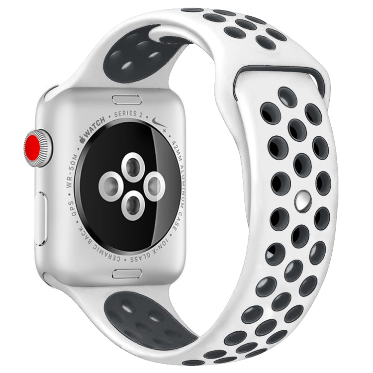 For Apple Watch Series 10 42mm / 9&8&7 41mm / SE 3&SE 2&6&SE&5&4 40mm / 3&2&1 38mm Fashionable Classical Silicone Sport Watch Band(Grey White), WA1230A, WA1230B, WA1230BG, WA1230BH, WA1230BL, WA1230BM, WA1230BR, WA1230BY, WA1230C, WA1230D, WA1230DW����...