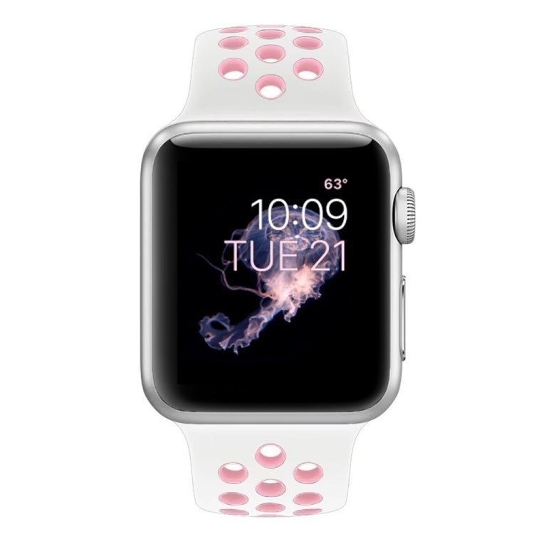 For Apple Watch Series 10 42mm / 9&8&7 41mm / SE 3&SE 2&6&SE&5&4 40mm / 3&2&1 38mm Fashionable Classical Silicone Sport Watch Band(Grey White), WA1230A, WA1230B, WA1230BG, WA1230BH, WA1230BL, WA1230BM, WA1230BR, WA1230BY, WA1230C, WA1230D, WA1230DW    ...