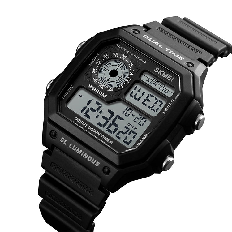 SKMEI 1299 Multifunctional Outdoor Sports Noctilucent Waterproof Digital Display Wrist Watch