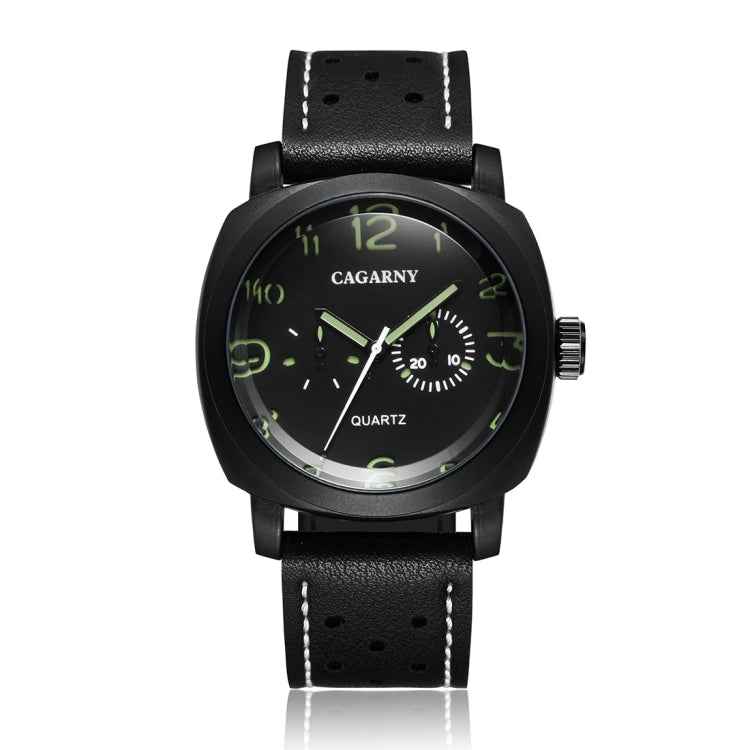 CAGARNY 6833 Fashionable Quartz Five Needles Sport Wrist Watch with Leather Band for Men, WA1423BG, WA1423BJ, WA1423BR