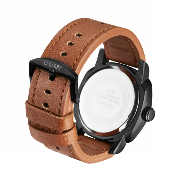 CAGARNY 6833 Fashionable Quartz Five Needles Sport Wrist Watch with Leather Band for Men
