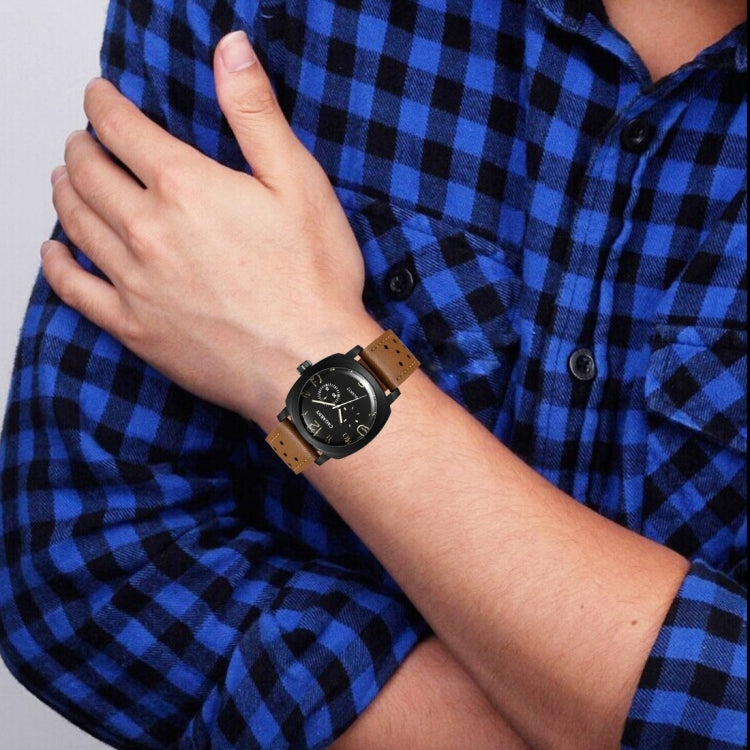 CAGARNY 6833 Fashionable Quartz Five Needles Sport Wrist Watch with Leather Band for Men