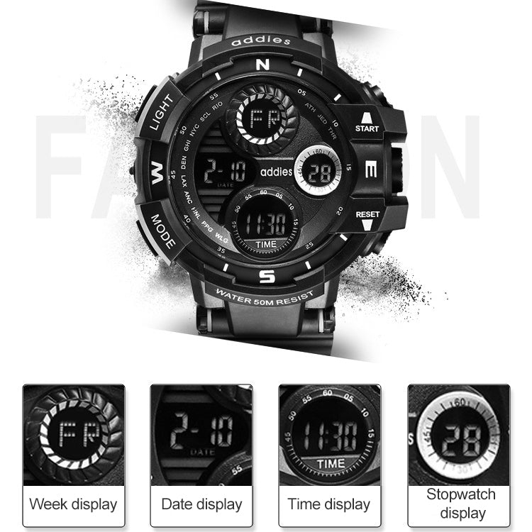 addies MY-1901 Luminous Three-window LED Outdoor Sports Multi-function Electronic Watch for Men, Support Calendar / Alarm Clock / Timer / Talking