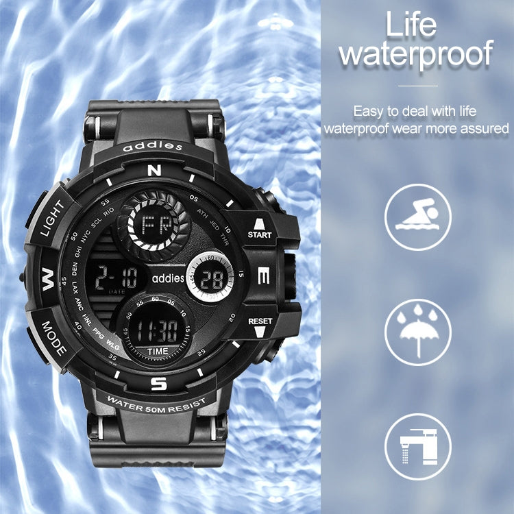 addies MY-1901 Luminous Three-window LED Outdoor Sports Multi-function Electronic Watch for Men, Support Calendar / Alarm Clock / Timer / Talking