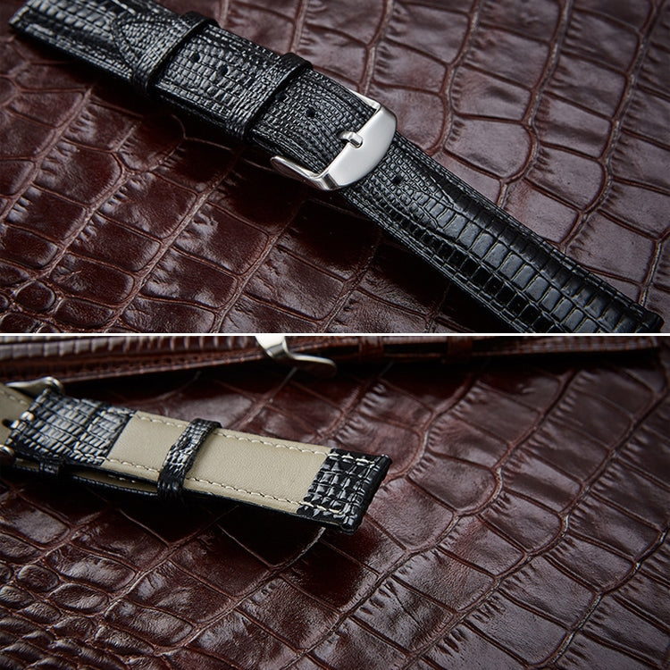 Lizard Texture Leather Strap  Watch Band, Size: 24mm