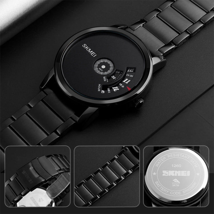 SKMEI 1260 Fashion Creative Pointer 30m Waterproof Quartz Wrist Watch with Stainless Steel Watchband