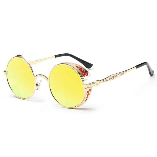 Retro Carved Round Sunglasses, Sunglasses#Tyrant gold box gold, Sunglasses#Gold frame gray sheet, Sunglasses#Gold frame red film, Sunglasses#Gold frame green film, Sunglasses#silver frame ice blue, Sunglasses#silver frame gray sheet                    ...