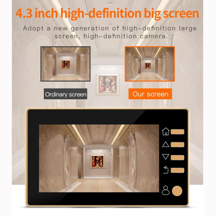 Danmini Q10 4.3 Inch Screen Motion Detection Camera Video Alarm Smart Digital Door Viewer, Support TF Card, Q10 Gold, Q10 Black