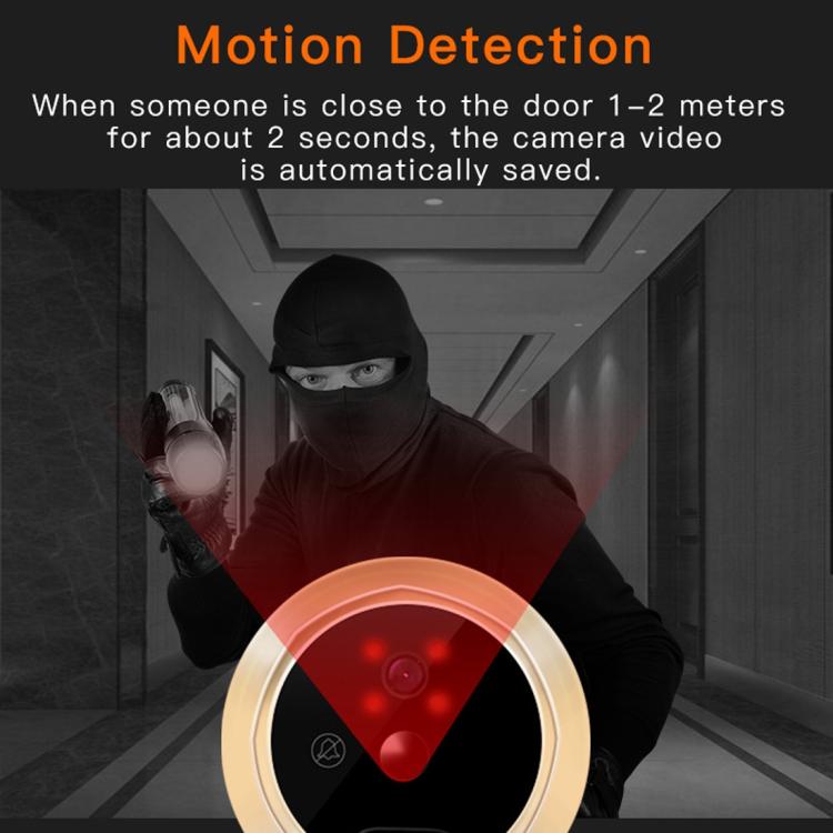 Danmini Q10 4.3 Inch Screen Motion Detection Camera Video Alarm Smart Digital Door Viewer, Support TF Card, Q10 Gold, Q10 Black