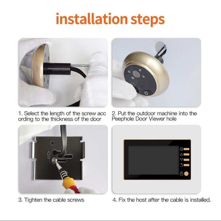 Danmini Q10 4.3 Inch Screen Motion Detection Camera Video Alarm Smart Digital Door Viewer, Support TF Card, Q10 Gold, Q10 Black