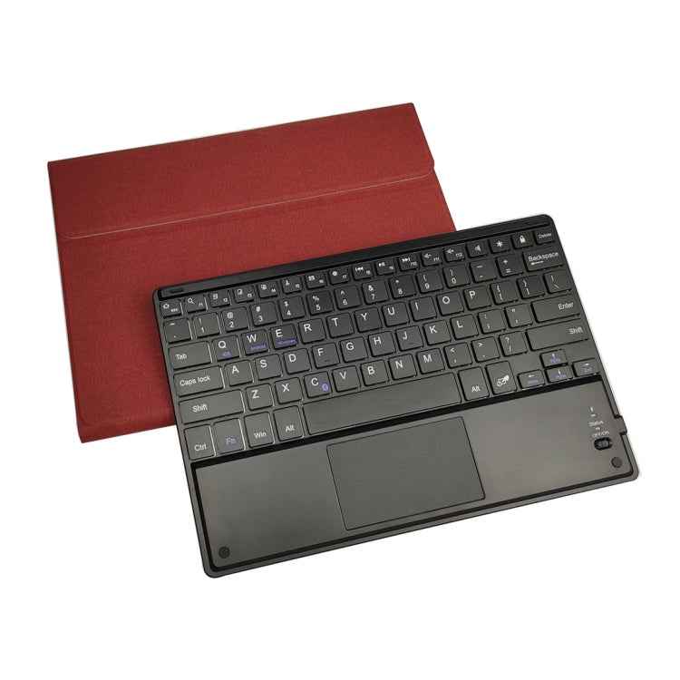 RK102C Detachable Magnetic Plastic Bluetooth Keyboard with Touchpad + Silk Pattern TPU Tablet Case for iPad 10.2, with Pen Slot & Bracket