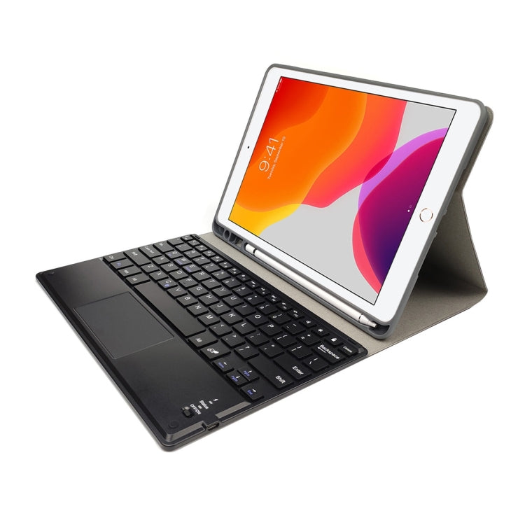 RK508C Detachable Magnetic Plastic Bluetooth Keyboard with Touchpad + Silk Pattern TPU Tablet Case for iPad 9.7 inch, with Pen Slot & Bracket, RK508C