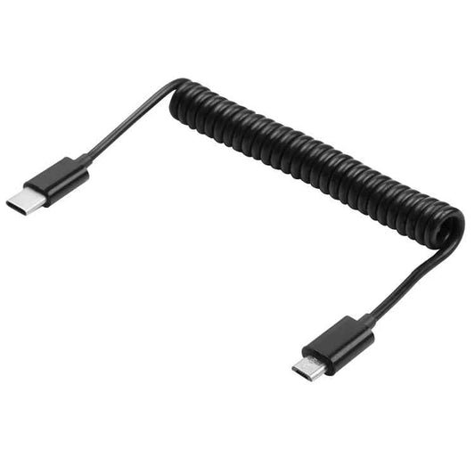 1m Micro USB to USB-C / Type-C Data & Charging Spring Coiled Cable, Micro USB to Type-C