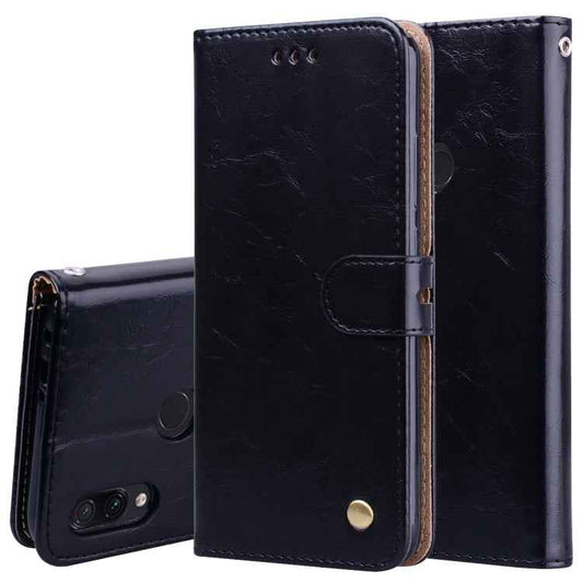 Business Style Oil Wax Texture Horizontal Flip Leather Case for Xiaomi Redmi Note7, with Holder & Card Slots & Wallet, For Xiaomi Redmi Note7