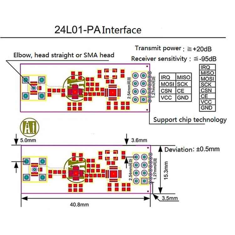 LDTR-WG0234 1100 Meter Long Distance NRF24L01+PA+LNA Wireless Module with Antenna