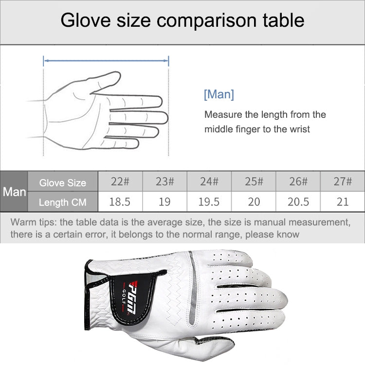 PGM Golf Sheepskin Anti-Slip Single Gloves for Men(Size: 27-Right Hand), Left Hand, Right Hand