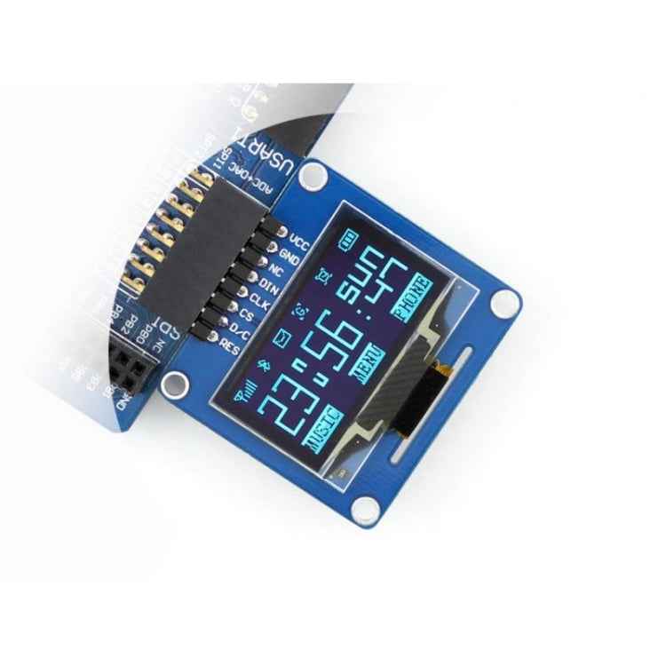 Waveshare 1.3 inch 128*64 OLED(A), SPI/I2C interfaces, Curved Horizontal Pinheader